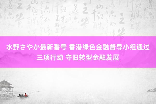 水野さやか最新番号 香港绿色金融督导小组通过三项行动 守旧转型金融发展