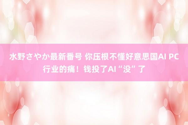 水野さやか最新番号 你压根不懂好意思国AI PC行业的痛！钱投了AI“没”了