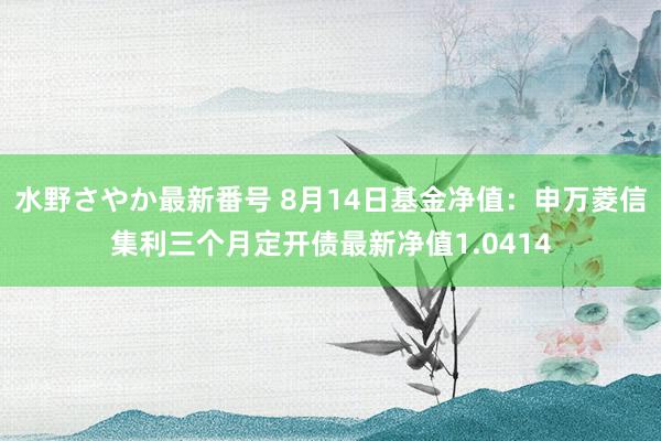 水野さやか最新番号 8月14日基金净值：申万菱信集利三个月定开债最新净值1.0414