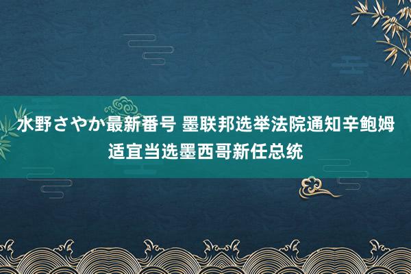 水野さやか最新番号 墨联邦选举法院通知辛鲍姆适宜当选墨西哥新任总统