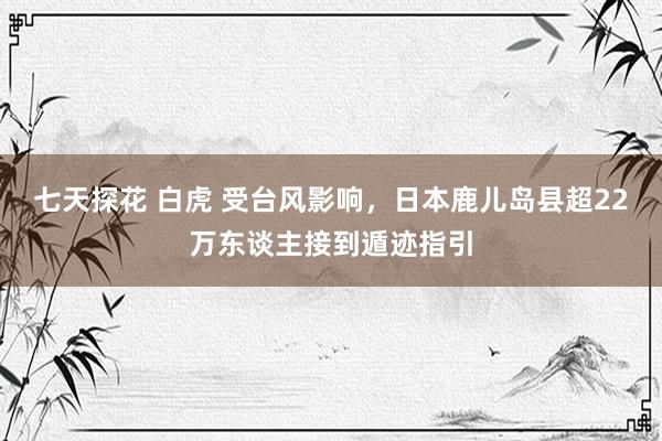 七天探花 白虎 受台风影响，日本鹿儿岛县超22万东谈主接到遁迹指引