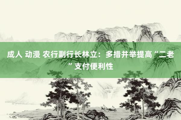 成人 动漫 农行副行长林立：多措并举提高“二老”支付便利性