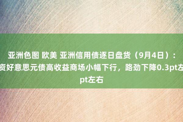 亚洲色图 欧美 亚洲信用债逐日盘货（9月4日）：中资好意思元债高收益商场小幅下行，路劲下降0.3pt左右