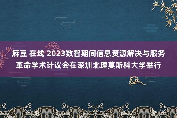 麻豆 在线 2023数智期间信息资源解决与服务革命学术计议会在深圳北理莫斯科大学举行