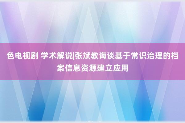 色电视剧 学术解说|张斌教诲谈基于常识治理的档案信息资源建立应用